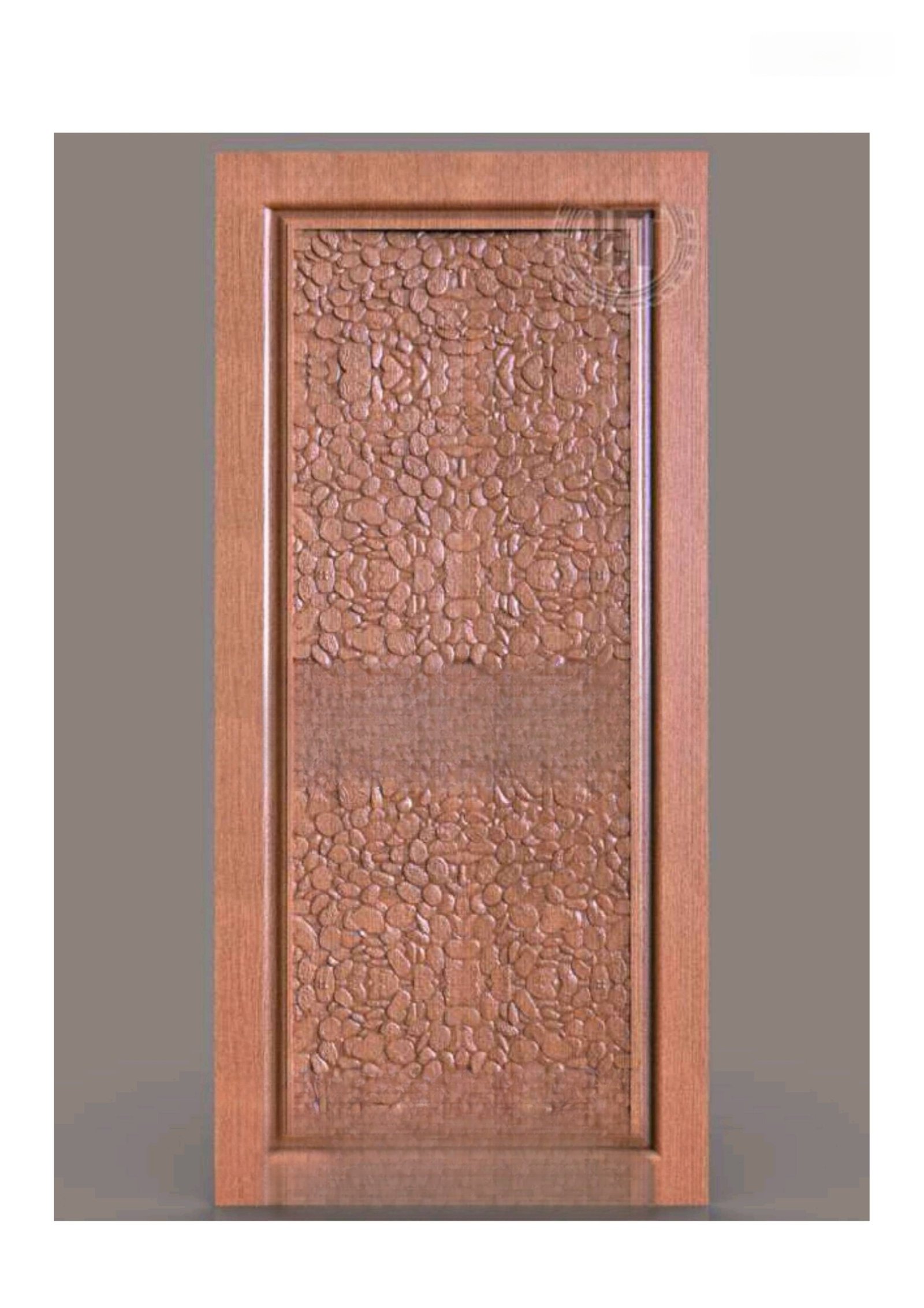 GSK HT - PAGE-10 Modern Abstract Pebble Textured Wood Carving Door 3D Model